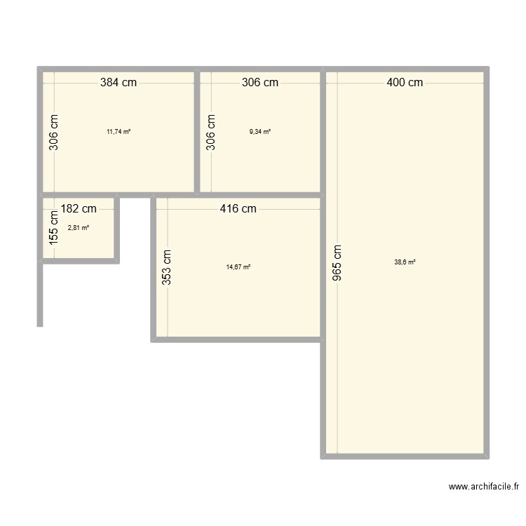 1aa. Plan de 5 pièces et 77 m2