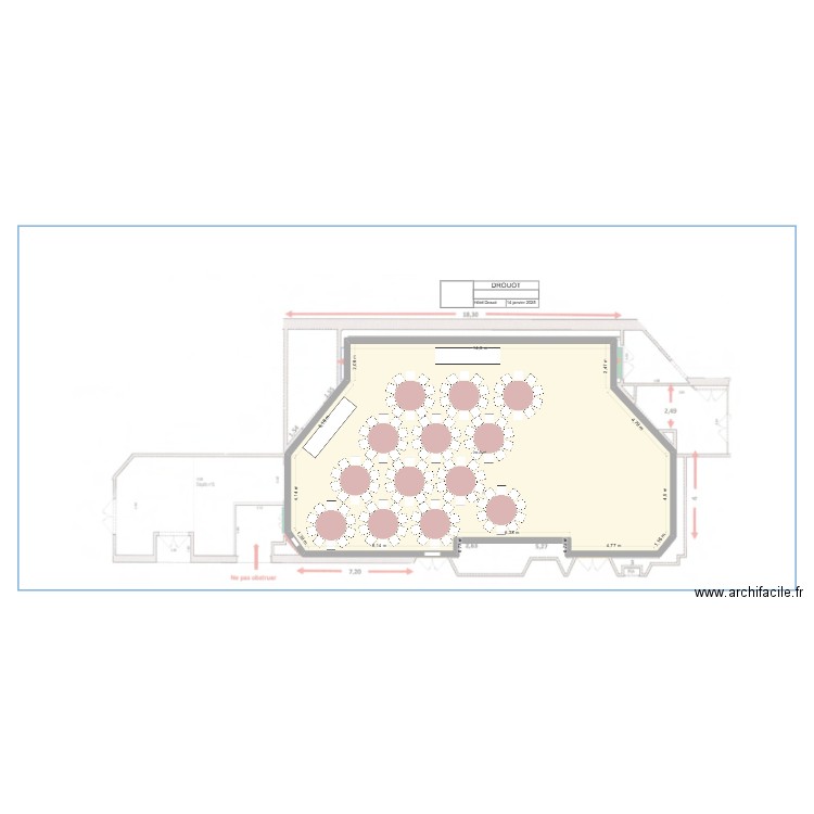 DROUOT. Plan de 1 pièce et 204 m2