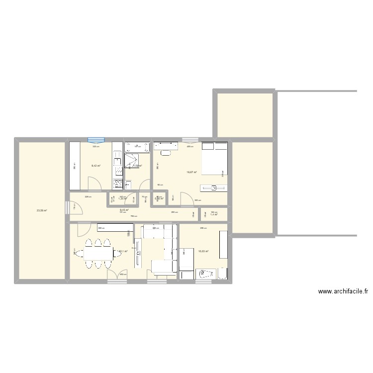 464. Plan de 12 pièces et 122 m2