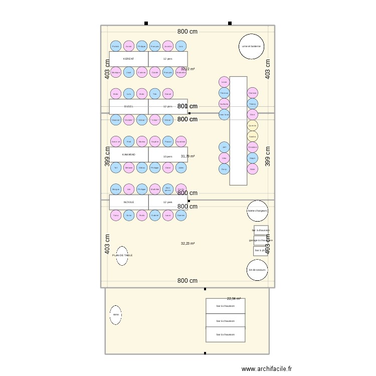 salle mariage. Plan de 4 pièces et 119 m2