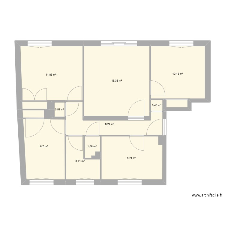 APPART 3. Plan de 10 pièces et 67 m2