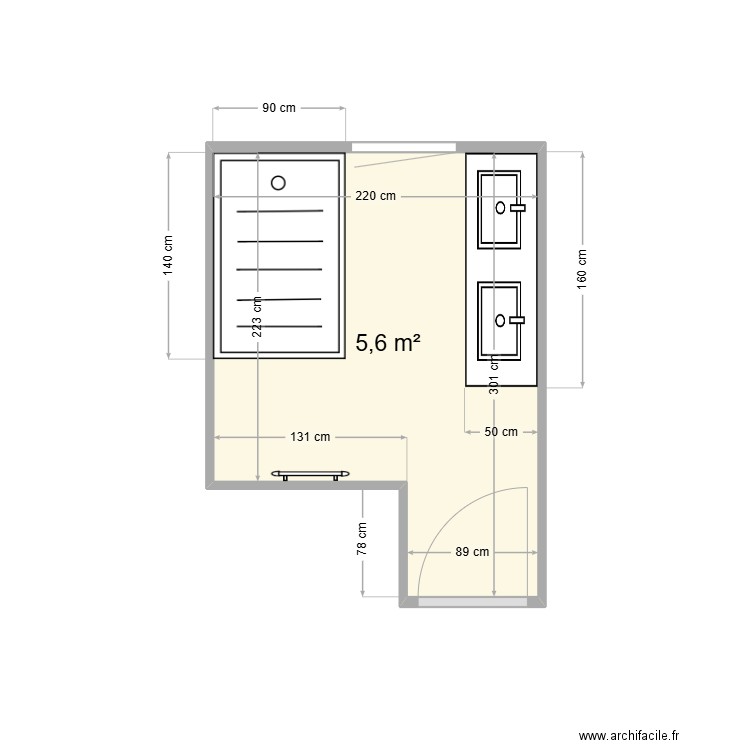 sdb didier. Plan de 1 pièce et 6 m2