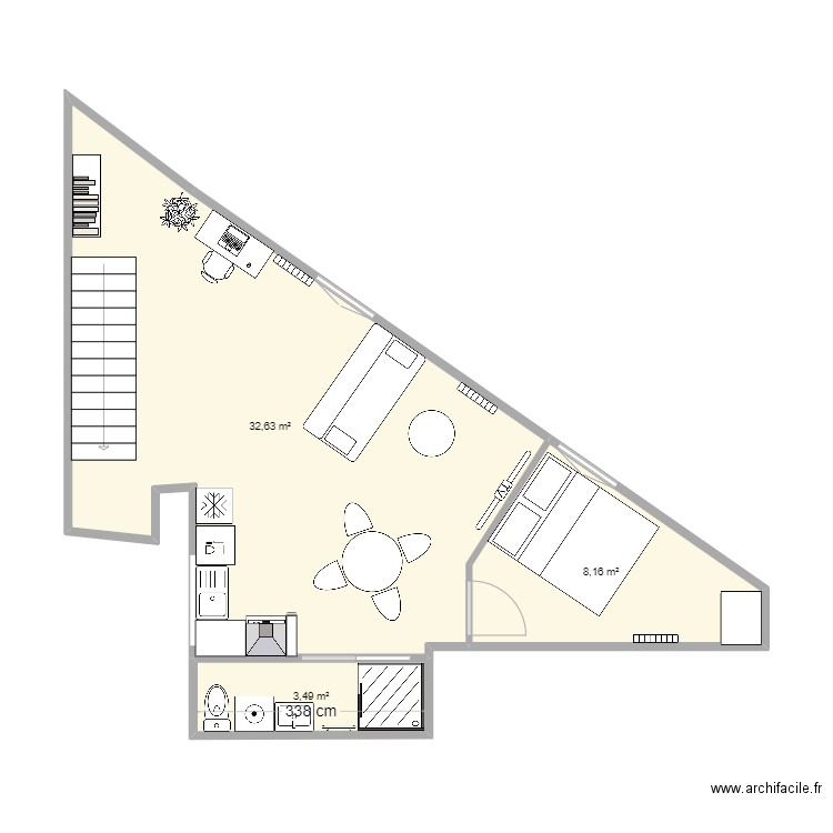 Maldoyenne 3eme_aménagement 4. Plan de 3 pièces et 44 m2