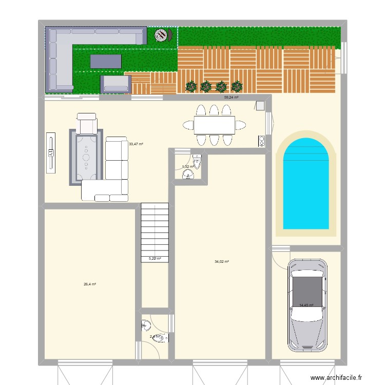 KAOUSS. Plan de 8 pièces et 177 m2