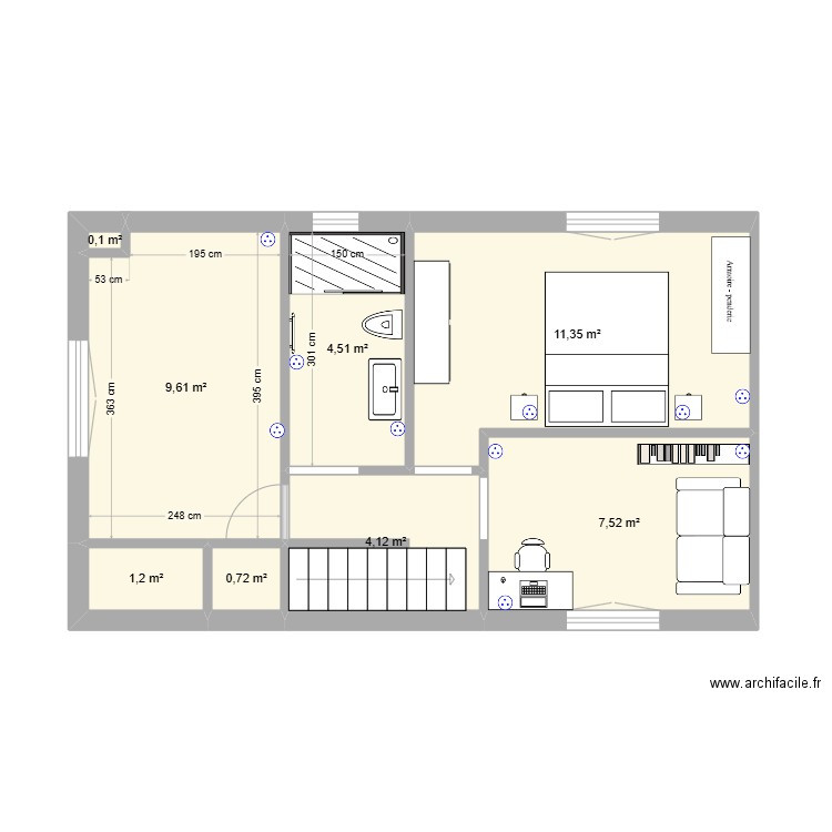 Maison Marquette R1 Marie 3. Plan de 8 pièces et 39 m2