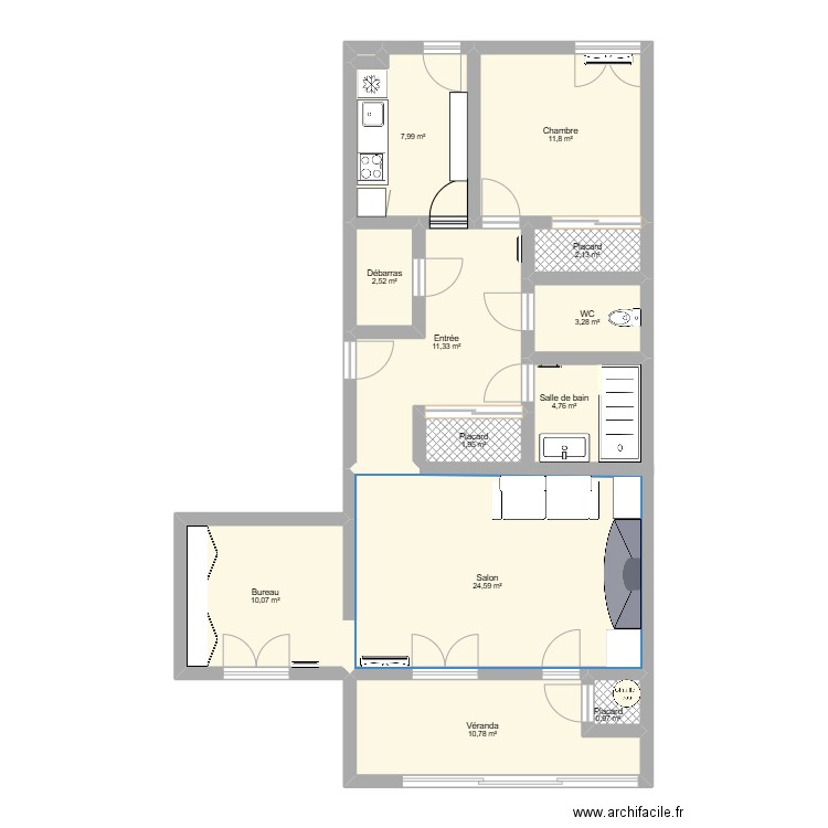 second melec. Plan de 13 pièces et 92 m2