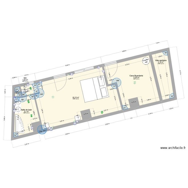 MAISON DU HAUT RDC 3. Plan de 6 pièces et 45 m2