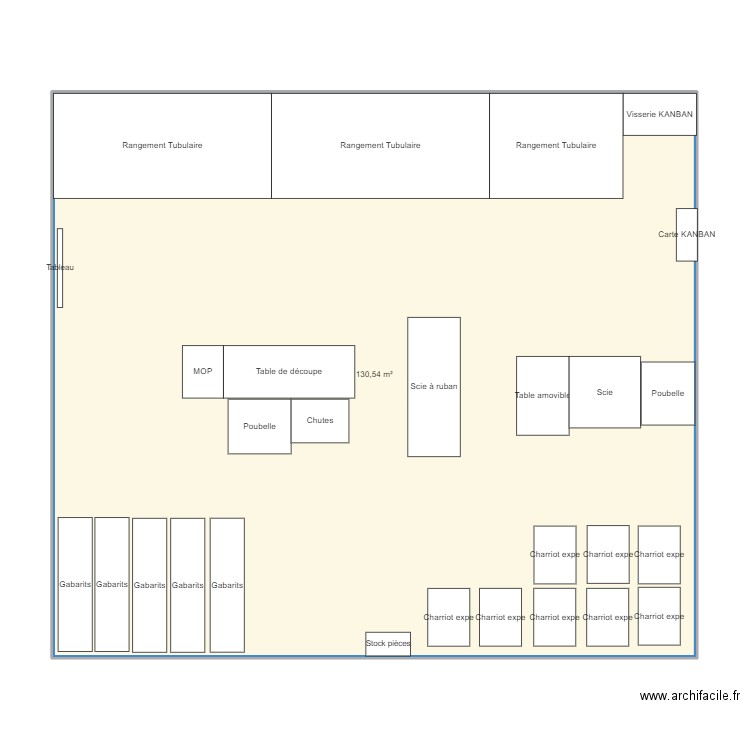 Implantation mousses OMEGA. Plan de 1 pièce et 131 m2