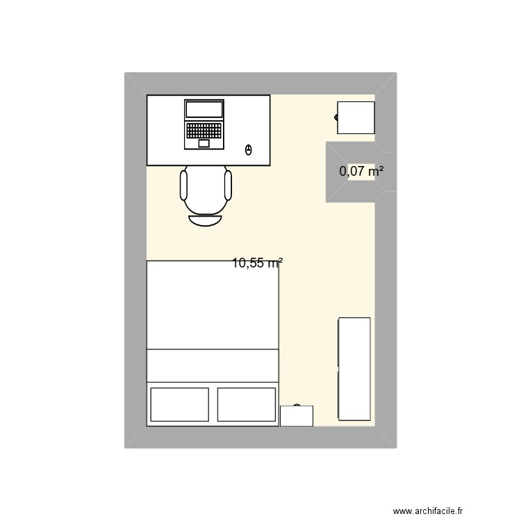 Chambre du bas pour moi 3. Plan de 2 pièces et 11 m2