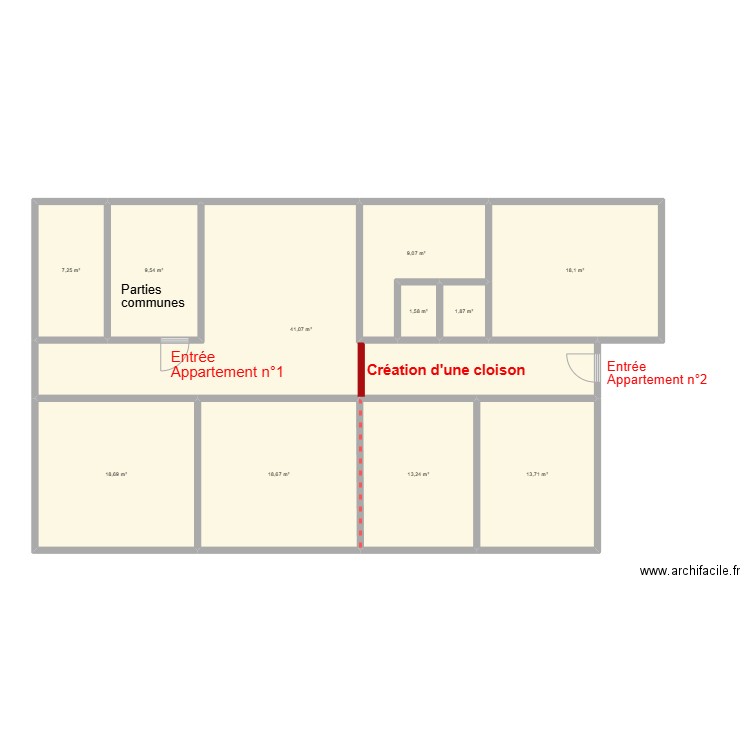 Mathay 1er étage. Plan de 11 pièces et 153 m2