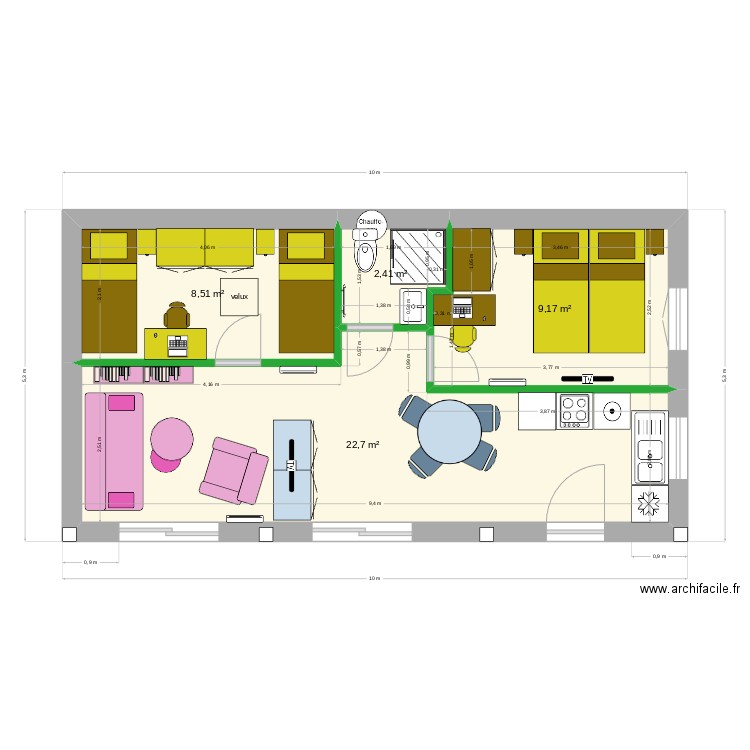 atelier 102Q tx2025 v1. Plan de 4 pièces et 43 m2