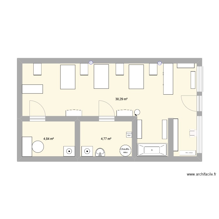 Plan salon . Plan de 3 pièces et 40 m2