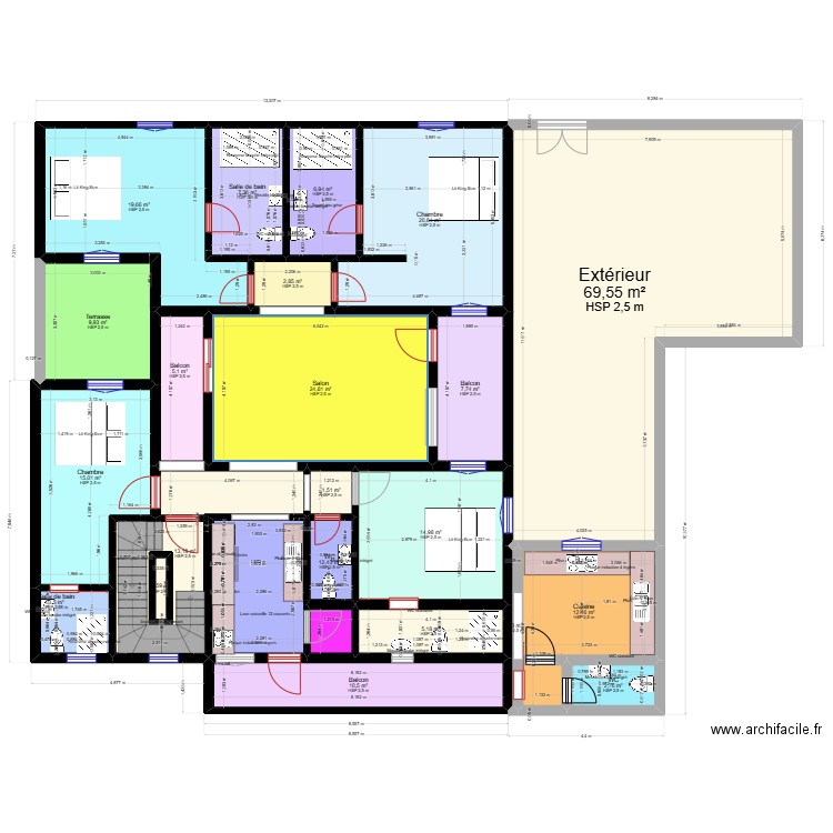 Alou S.N et ka familles plan fini 2. Plan de 23 pièces et 270 m2