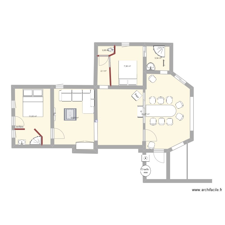 1 - MAISON PERSO - RDC2. Plan de 7 pièces et 72 m2