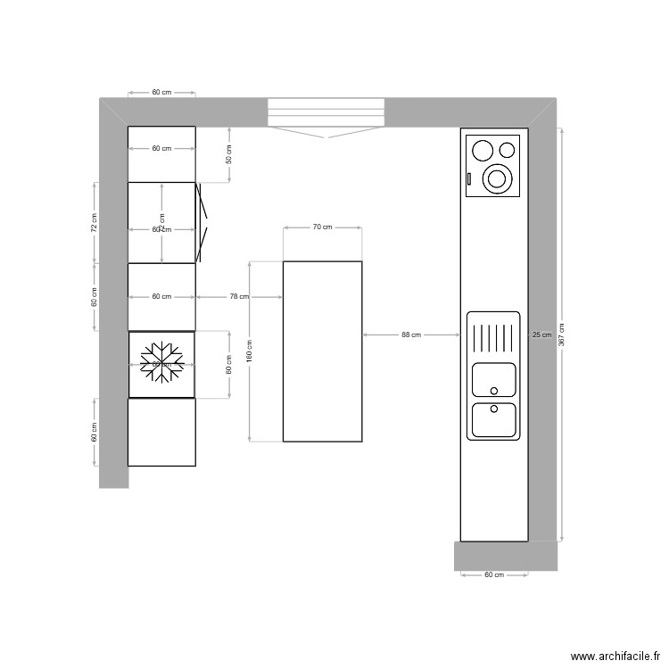 Cuisine V2. Plan de 0 pièce et 0 m2