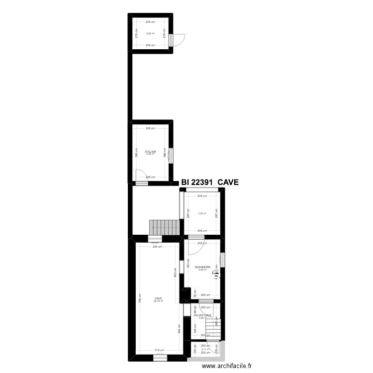 BI 22391. Plan de 25 pièces et 153 m2