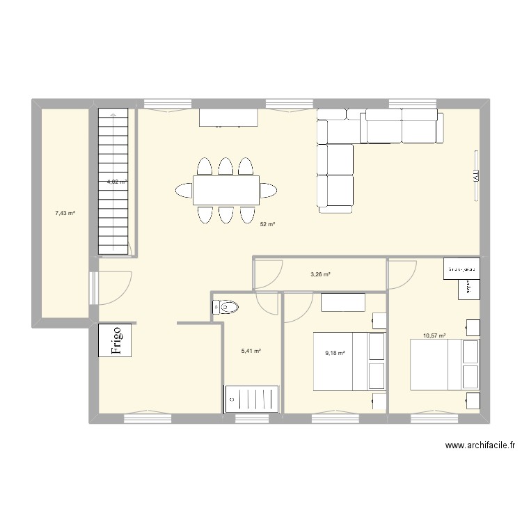 rdc 1. Plan de 7 pièces et 92 m2