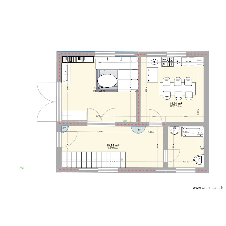 123. Plan de 3 pièces et 38 m2