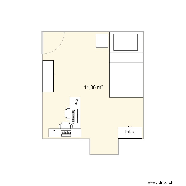 chambre Clara 2. Plan de 1 pièce et 11 m2