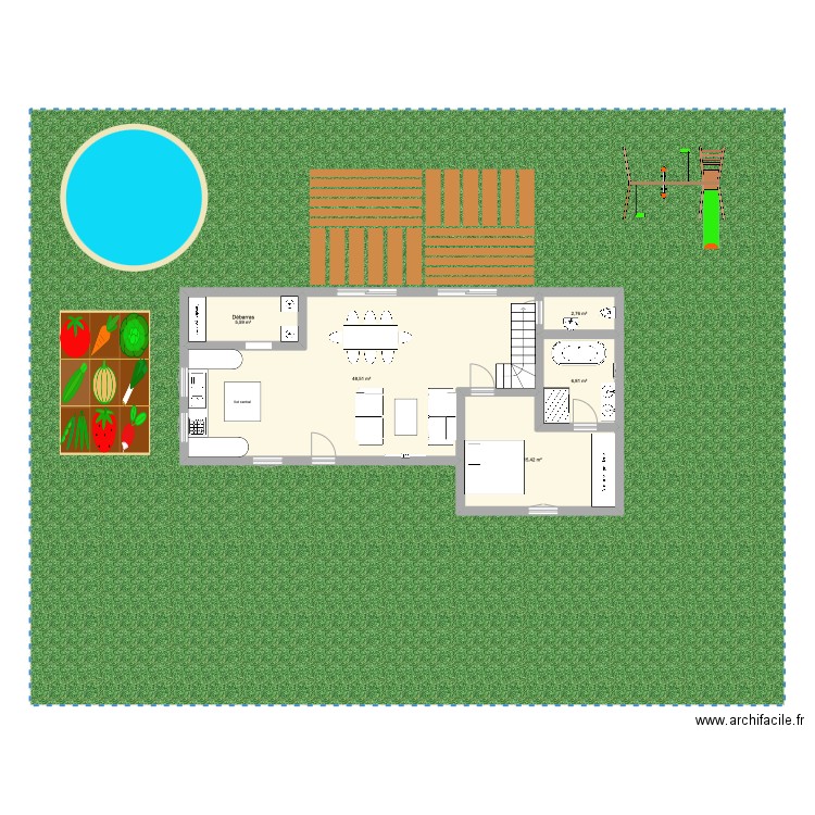 plan 1. Plan de 5 pièces et 79 m2