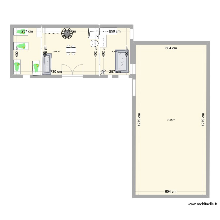 agrandissement. Plan de 3 pièces et 117 m2