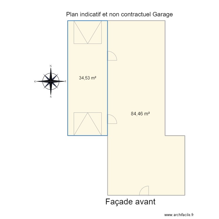 senzeilles Garage. Plan de 2 pièces et 119 m2