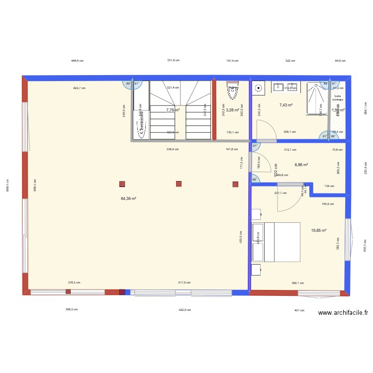 RDJ chalet *. Plan de 7 pièces et 107 m2