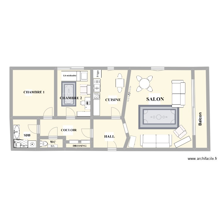 YAGAN. Plan de 9 pièces et 110 m2