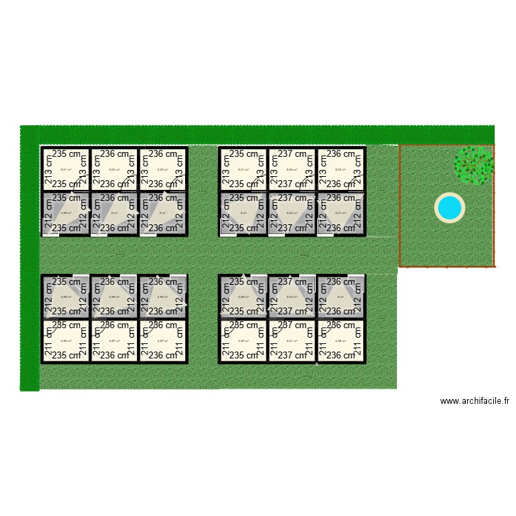 boxs pension. Plan de 24 pièces et 120 m2