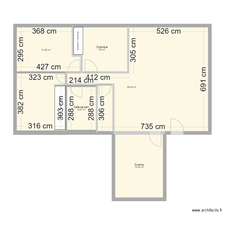 apt maroc kénitra. Plan de 5 pièces et 99 m2