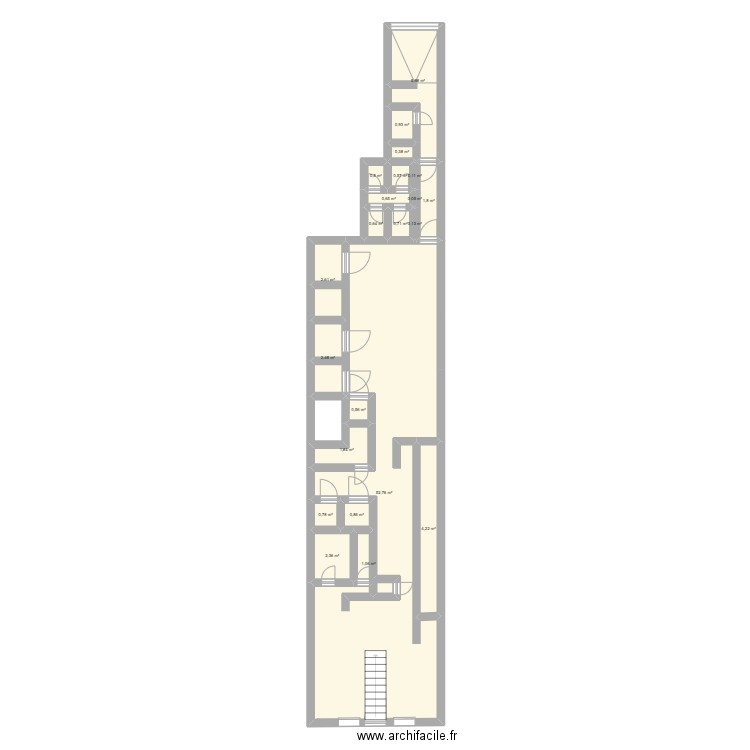 Boulangerie BEDOUIN 2. Plan de 22 pièces et 82 m2