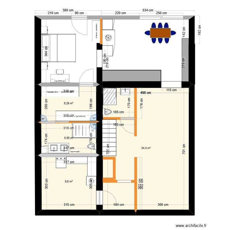 test maison 2. Plan de 4 pièces et 56 m2