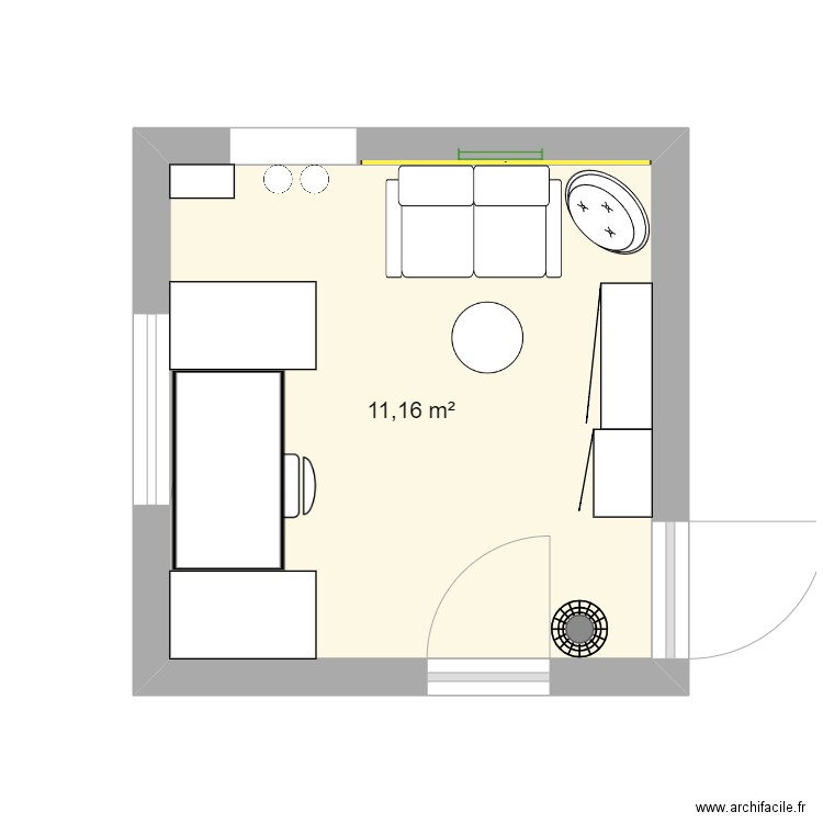 Atelier. Plan de 1 pièce et 11 m2