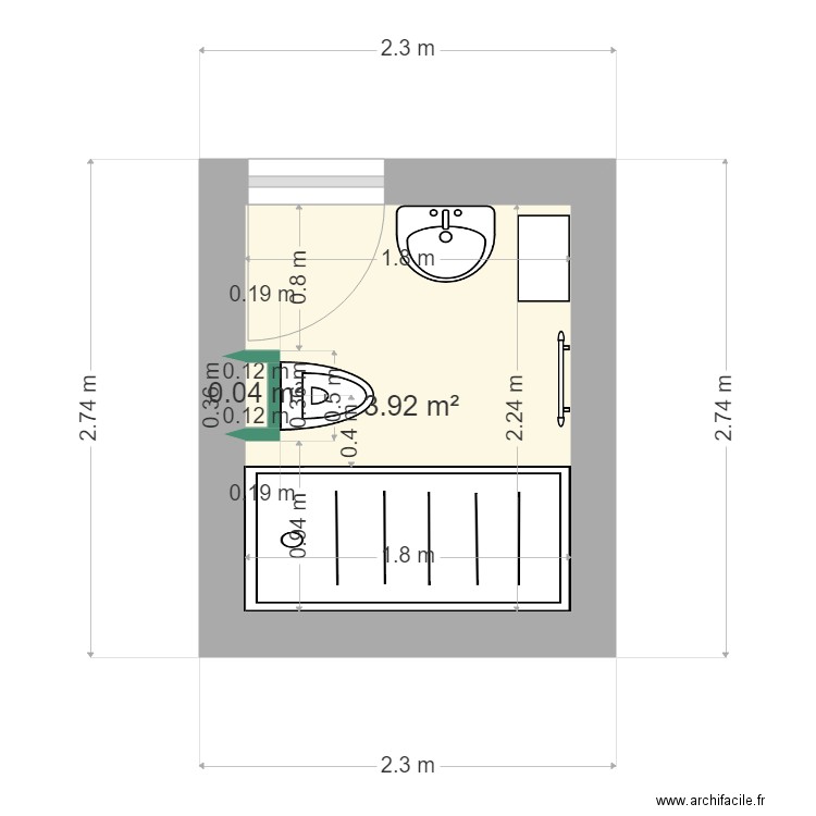 lelache. Plan de 2 pièces et 4 m2