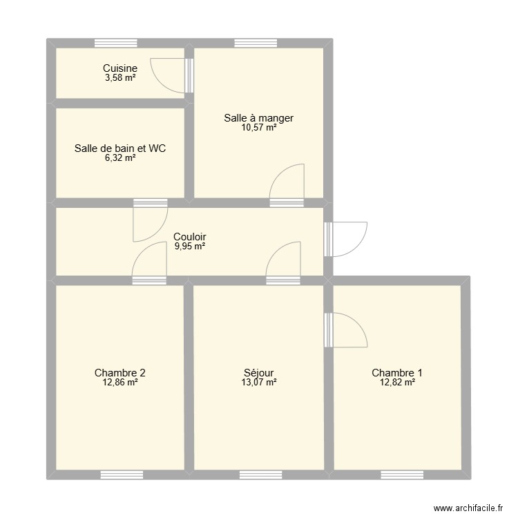 Plan Maison Projet CBH. Plan de 7 pièces et 69 m2