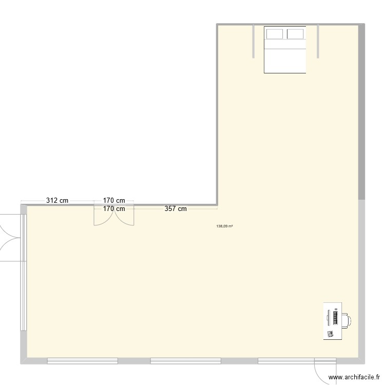 DCM. Plan de 1 pièce et 138 m2