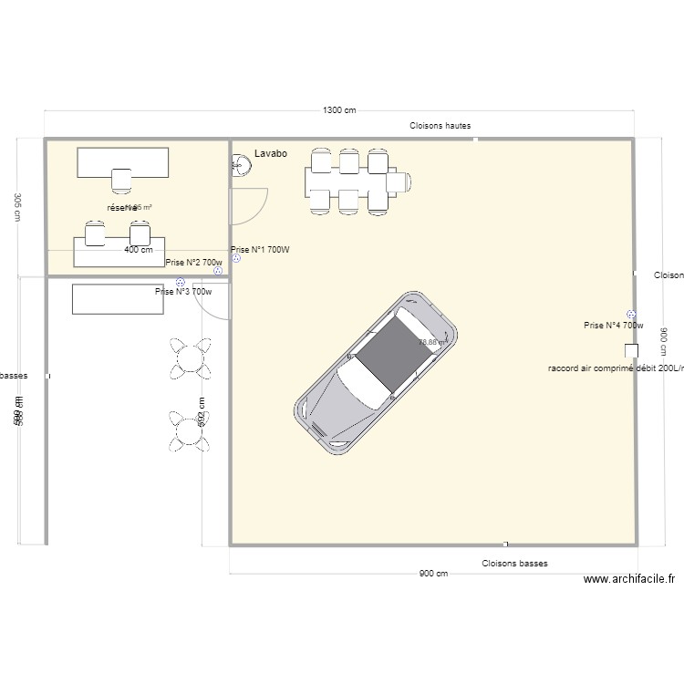 wskl. Plan de 2 pièces et 91 m2