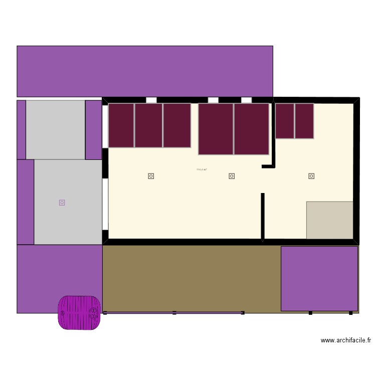 Cuvage - Esquisse travaux. Plan de 1 pièce et 114 m2