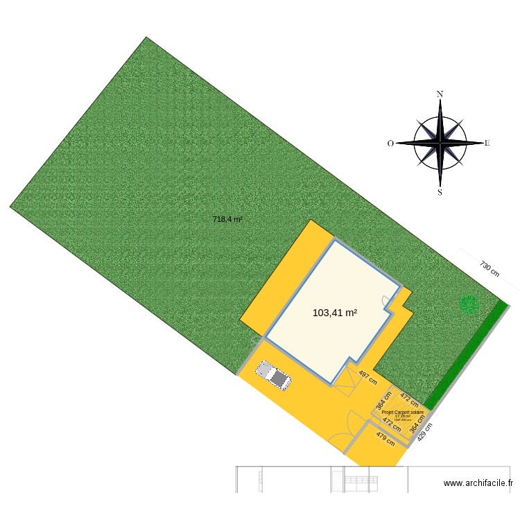 ROCH. Plan de 2 pièces et 121 m2