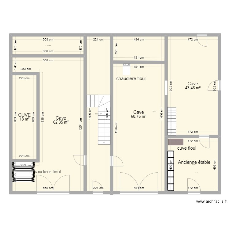 ROUJAN BAS. Plan de 7 pièces et 260 m2