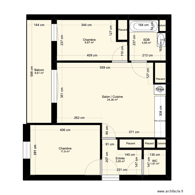 Appartement. Plan de 13 pièces et 67 m2