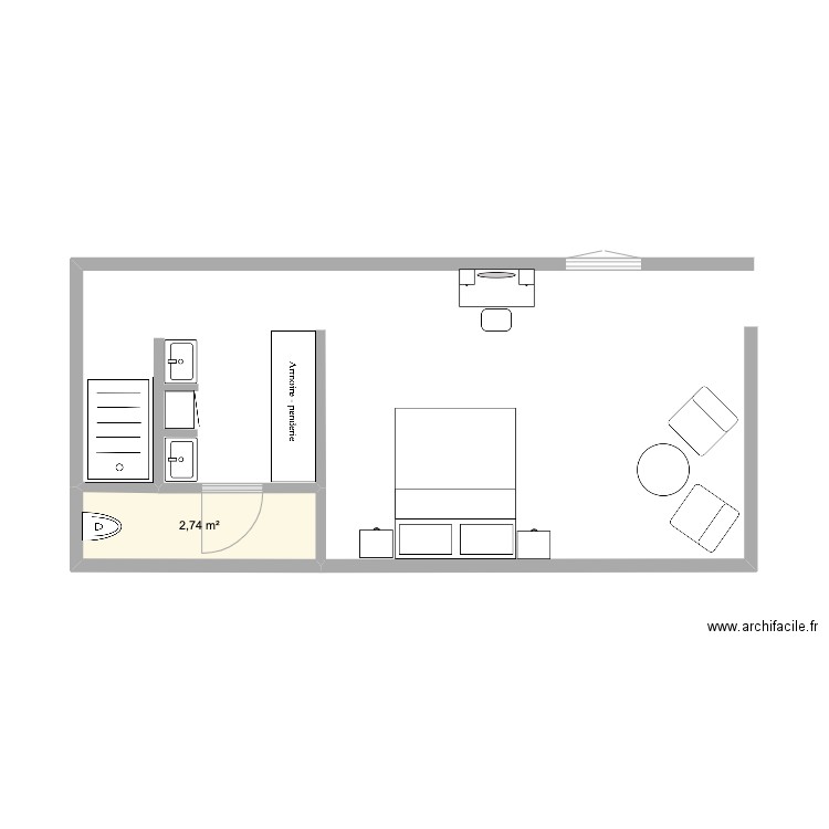 Main bed room 4. Plan de 1 pièce et 3 m2