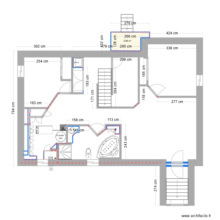 mon sous-sol. Plan de 1 pièce et 3 m2