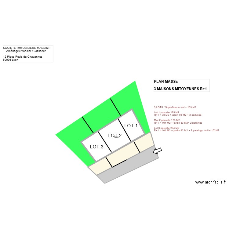 MI 3 du 12 mars QUATER QUATER. Plan de 3 pièces et 320 m2