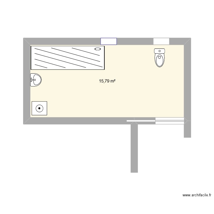 Salle de bain. Plan de 1 pièce et 16 m2