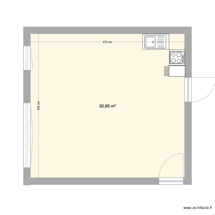 Olène. Plan de 1 pièce et 31 m2