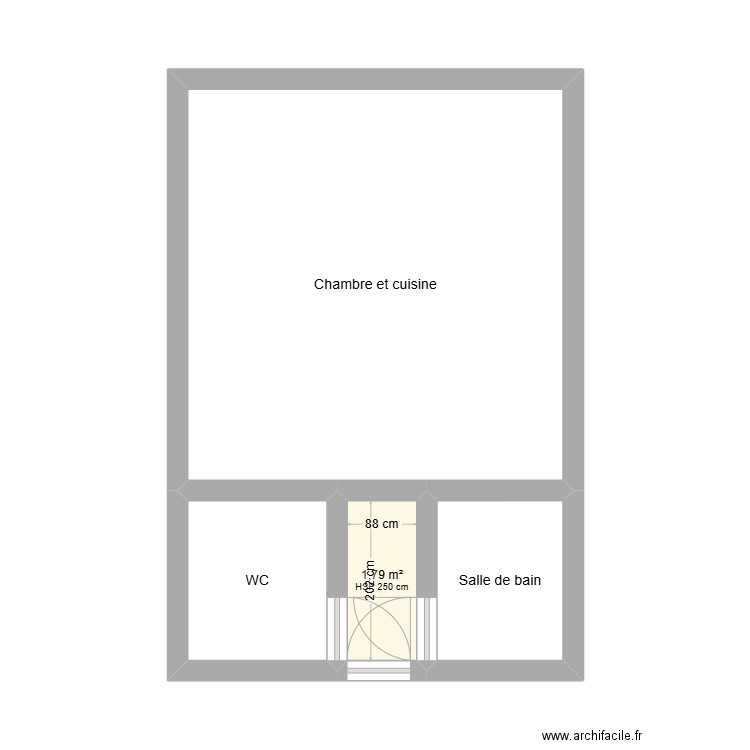 Appart 13. Plan de 4 pièces et 32 m2