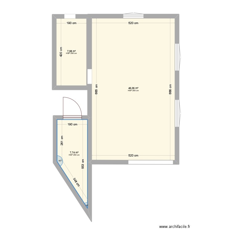 Ortu Simonetta. Plan de 3 pièces et 62 m2