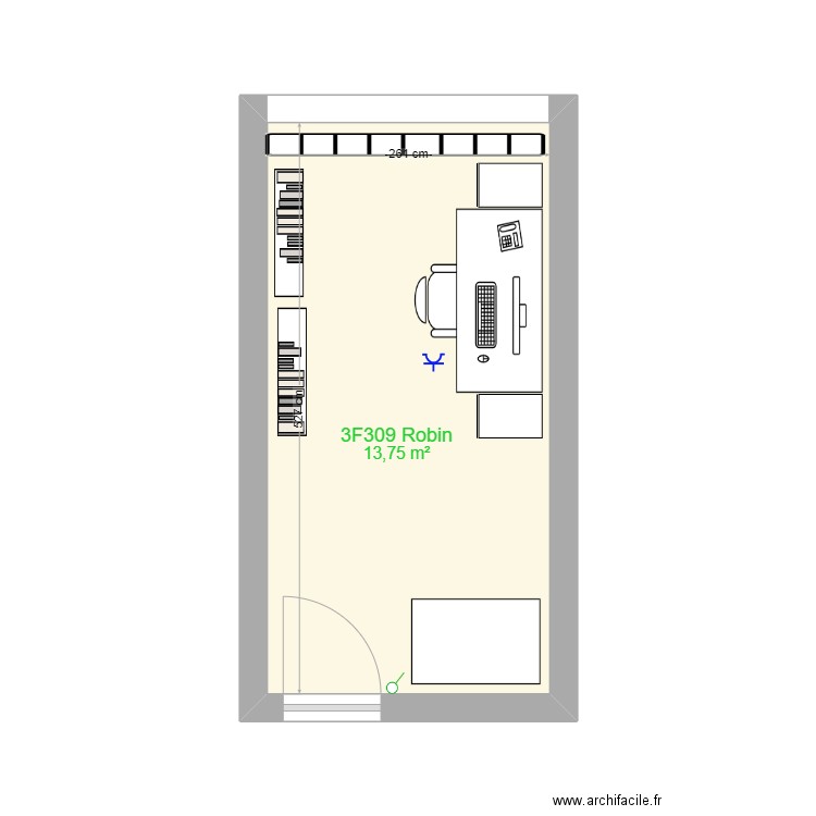 3F309 Robin. Plan de 1 pièce et 14 m2