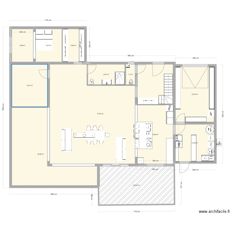 Projet Resty 2. Plan de 12 pièces et 227 m2